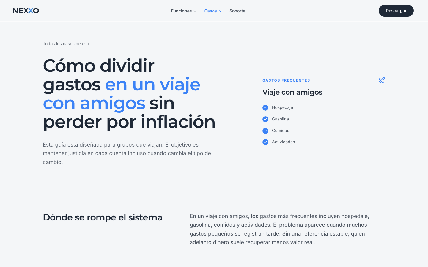 Nexxo — guía para dividir gastos en un viaje con amigos