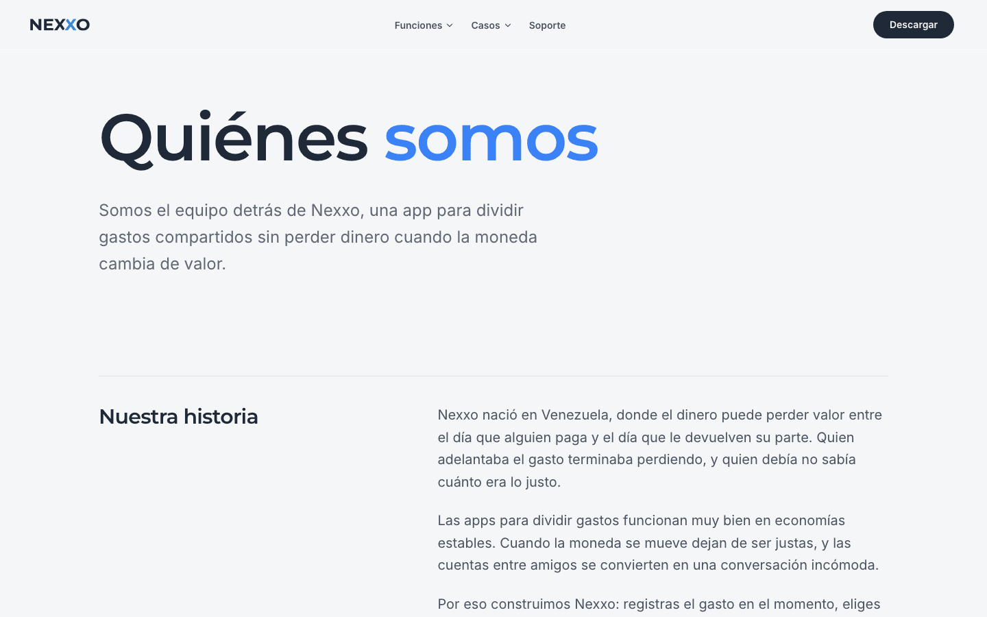 Nexxo — página de quiénes somos