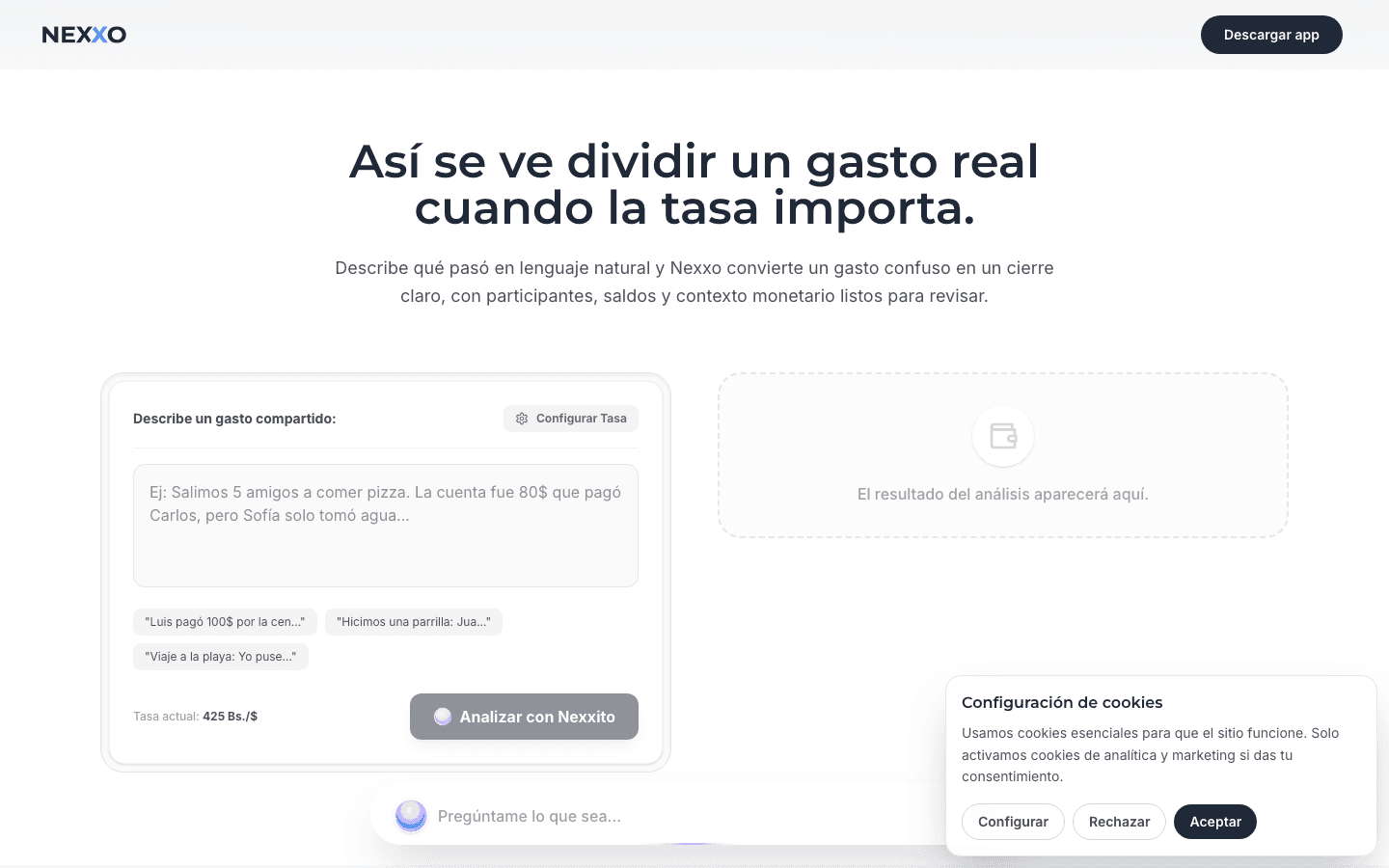 Nexxo — sección de funcionalidades del producto
